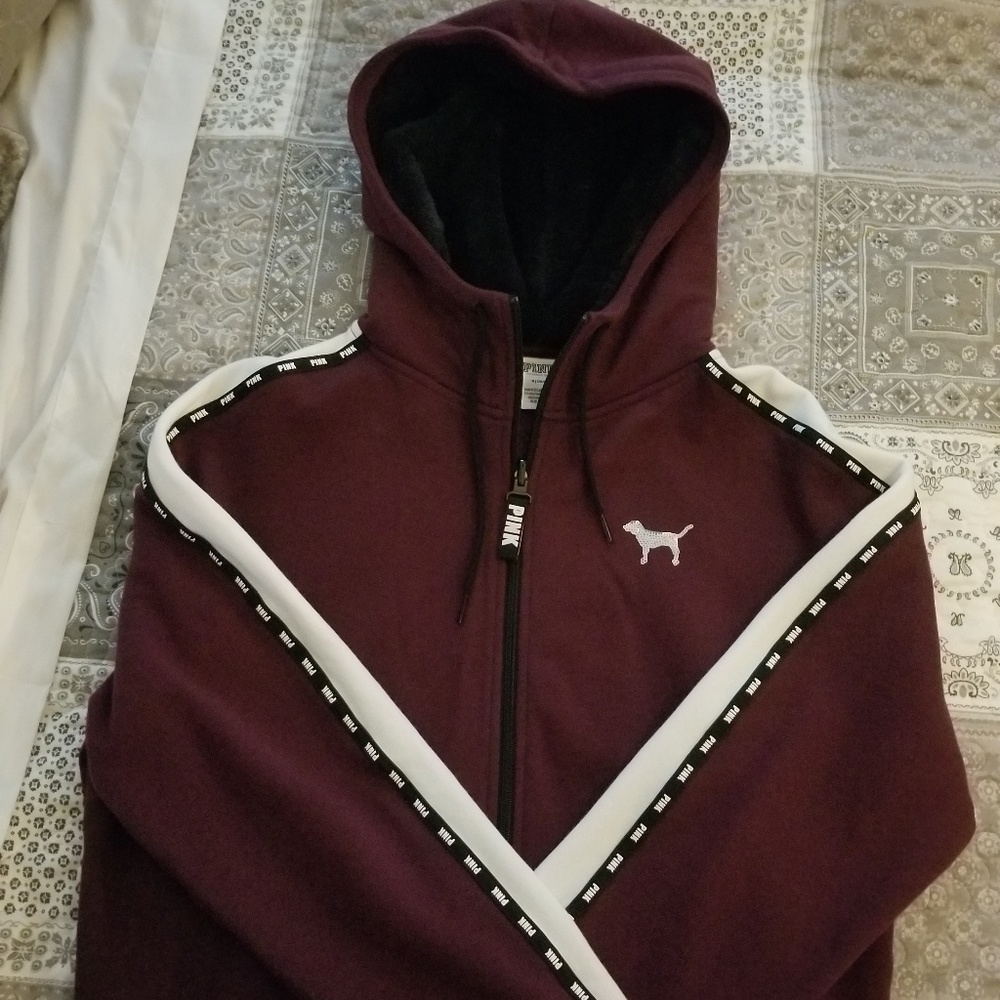 PINK Victoria's Secret Burgundy Hoodie Jacket
